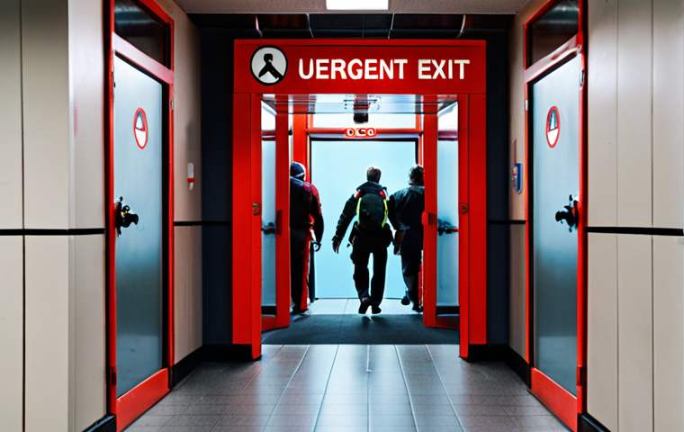 **Image Prompt 1: The Urgent Evacuation**
"A scene of urgent but orderly evacuation from a modern building. People, including men and women of various ages, are moving purposefully towards a brightly lit emergency exit. There's a subtle hint of smoke or emergency lights in the background, signifying danger, but the focus is on a clear, well-marked path, emphasizing the importance of personal safety and preparedness in a critical moment. The mood is one of focused determination rather than panic."