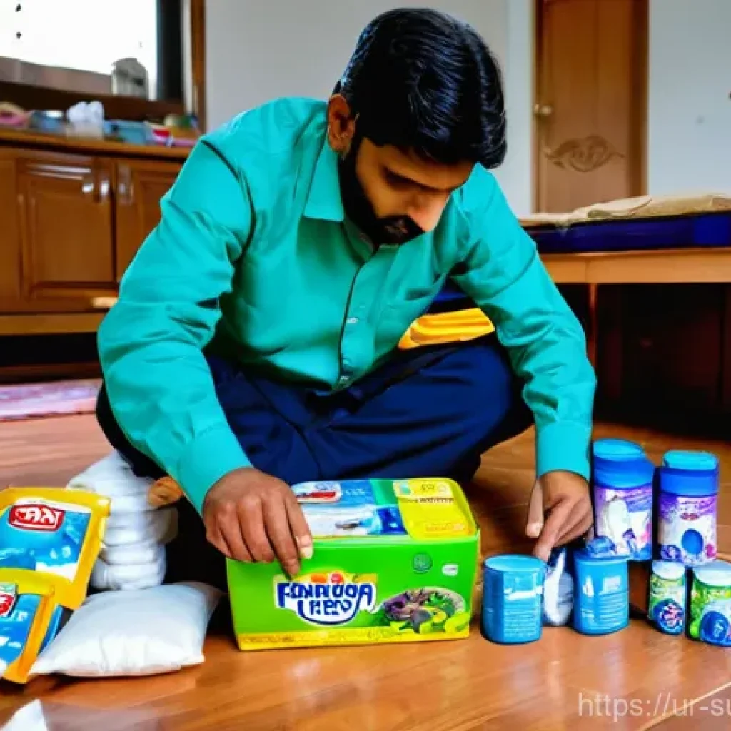 재난 대비 나만의 생존 전략 - **Prompt:** A Pakistani family, consisting of a father, mother, and two children (one primary school...