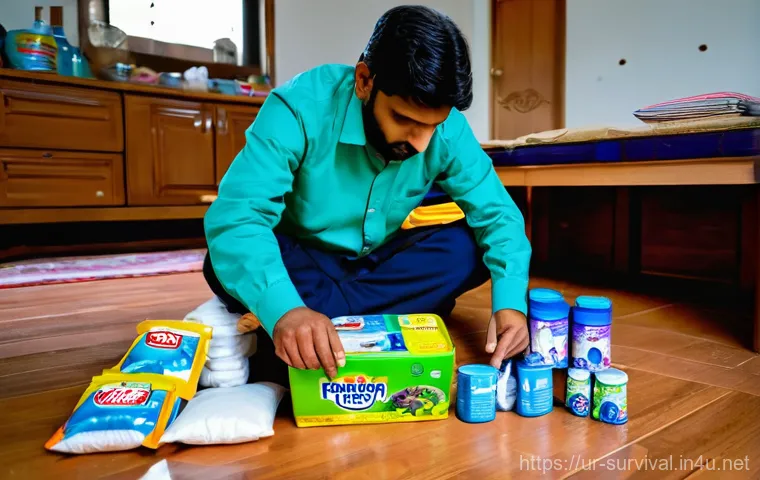 재난 대비 나만의 생존 전략 - **Prompt:** A Pakistani family, consisting of a father, mother, and two children (one primary school...