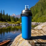 생존용 휴대용 정수기 추천 - A detailed close-up of a portable water filter designed for adventure use, featuring a lightweight c...