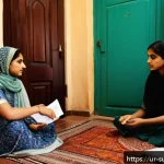 긴급 구조 요청하기 - A detailed scene showing a diverse group of Pakistani people in a home setting practicing an emergen...