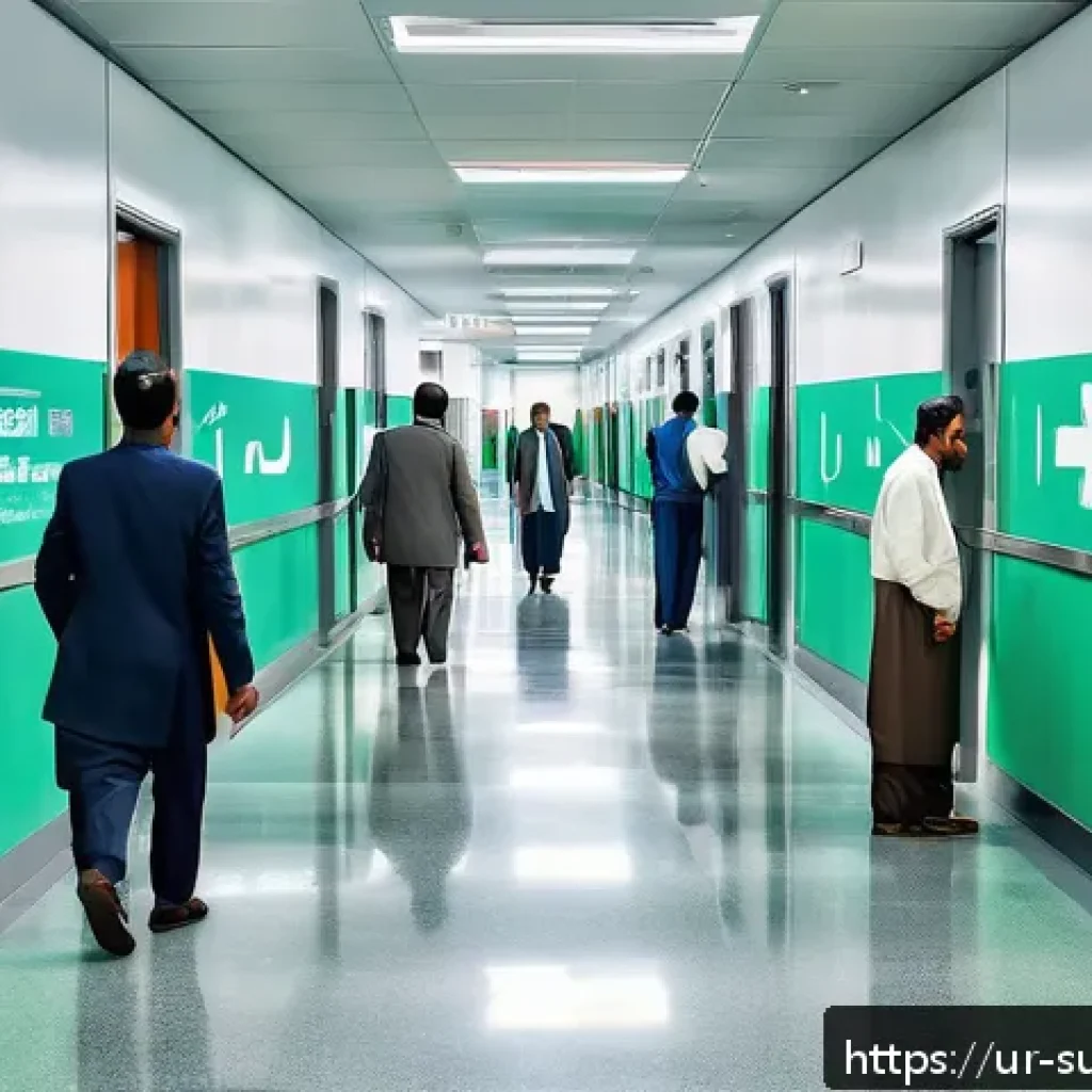 비상구 찾는 법 - A detailed scene inside a modern office building in Pakistan during an emergency drill, showing clea...