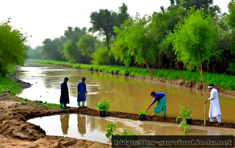 Home 17 자연 재해로 인한 환경 복구 - Photorealistic environmental restoration after severe monsoon flooding in rural Pakistan, local volu...
